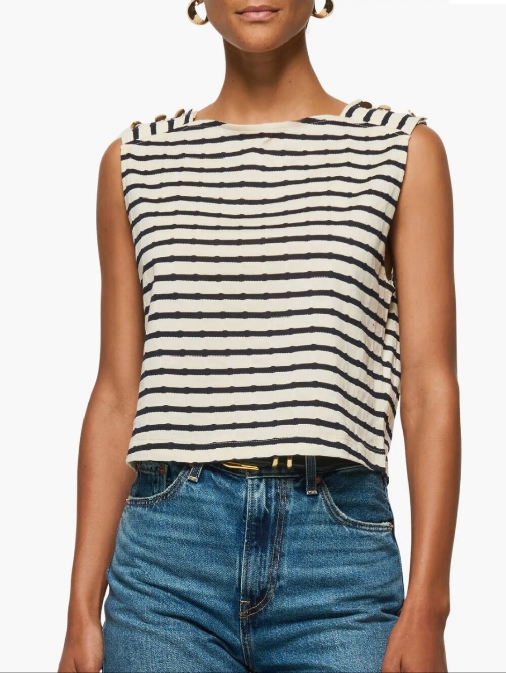 New Nation LTD Bettina Pima Stripe Cotton Tank Small